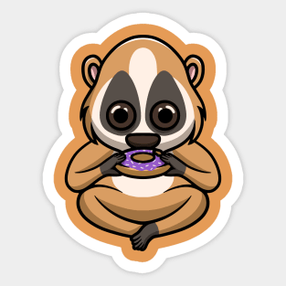 Cute Slow Loris Eating Donut Sticker